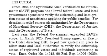 SCOTUS Allows States SAVE Tool to Verify Citizenship for Voter Registration and Help Secure Elections