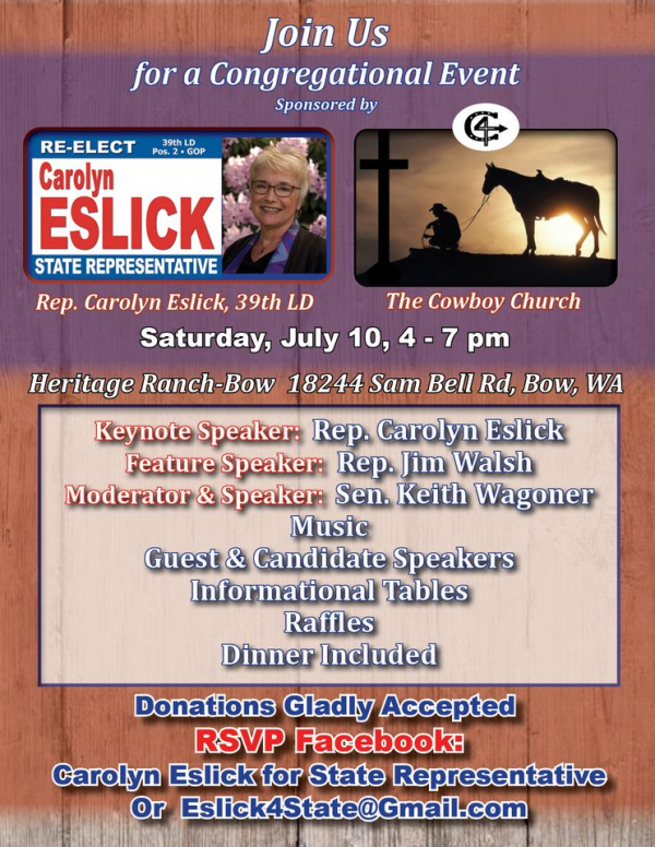 39th LD Rep. Carolyn Eslick/Cowboy Church Event Fundraiser