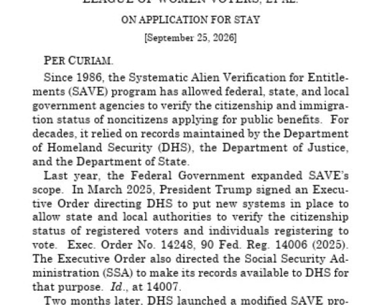 SCOTUS Allows States SAVE Tool to Verify Citizenship for Voter Registration and Help Secure Elections